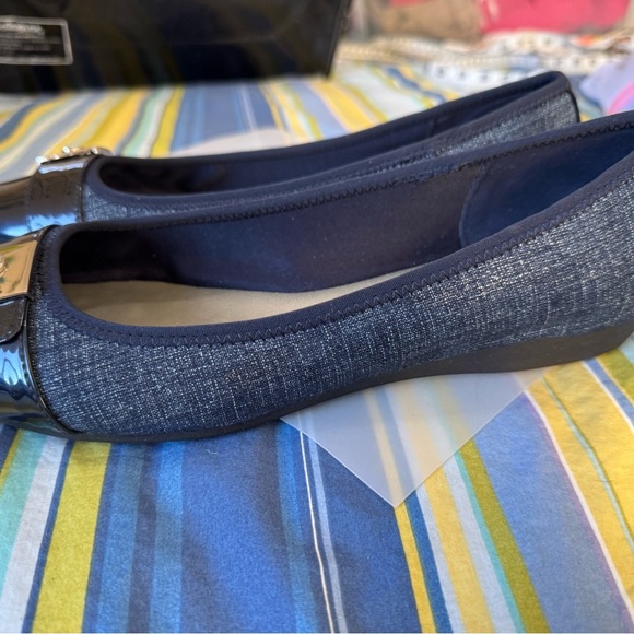 Anne Klein Sport Blue Flats with Gold Buckle - Picture 6 of 11